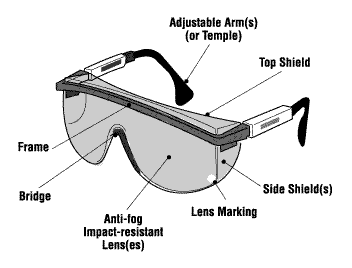 parts of safety glasses