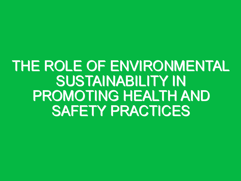 the role of environmental sustainability in promoting health and safety practices 7121