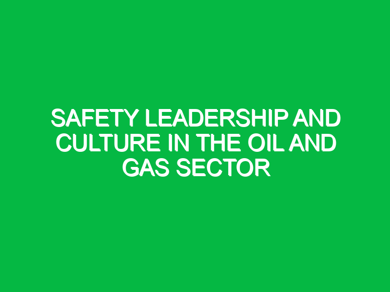 safety leadership and culture in the oil and gas sector 9464