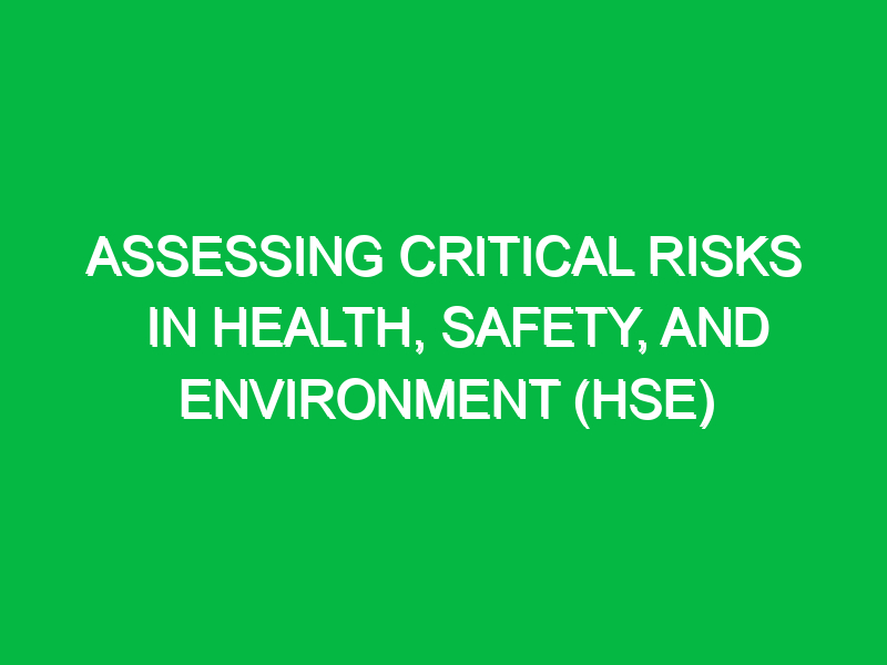 assessing critical risks in health safety and environment hse 12689