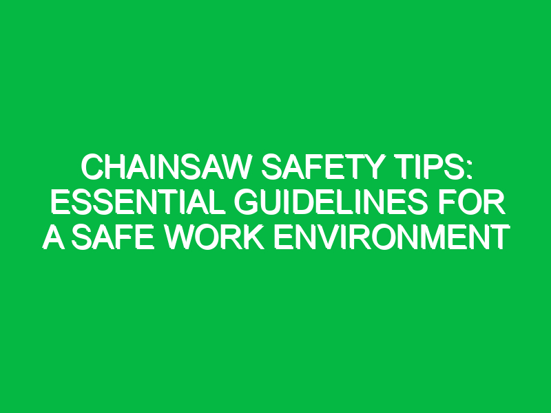 chainsaw safety tips essential guidelines for a safe work environment 11661