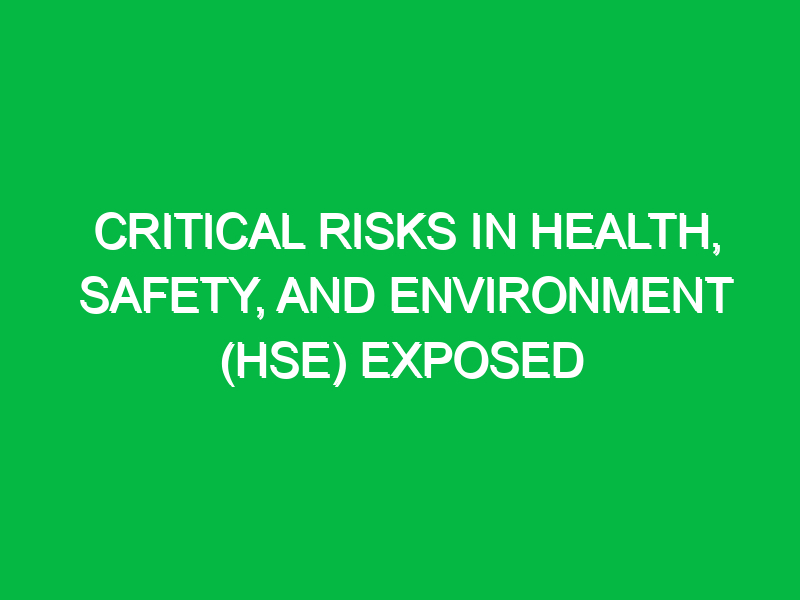 critical risks in health safety and environment hse