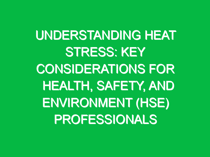 understanding heat stress key considerations for health safety and environment hse professionals 11420