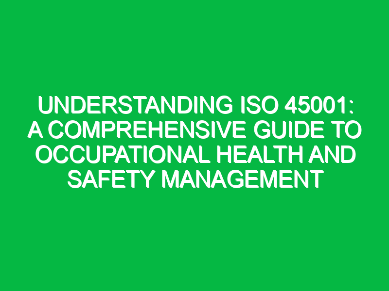 understanding iso 45001 a comprehensive guide to occupational health and safety management 11346