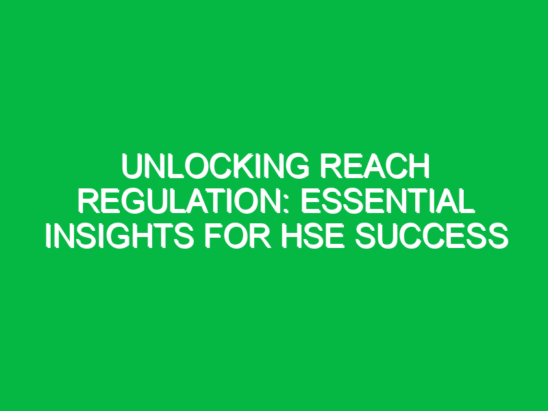 unlocking reach regulation essential insights for hse success 12298