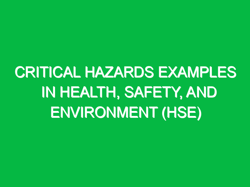 critical hazards examples in health safety and environment hse 14796