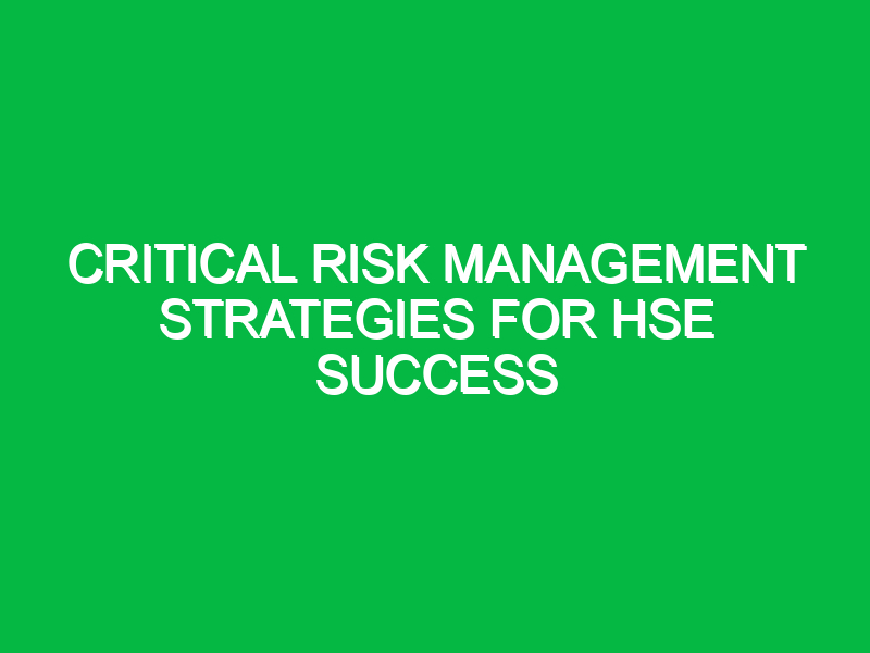 critical risk management strategies for hse success 13300