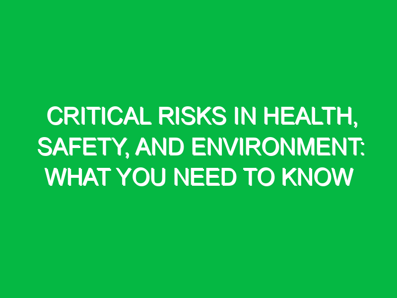 critical risks in health safety and environment what you need to know 14538