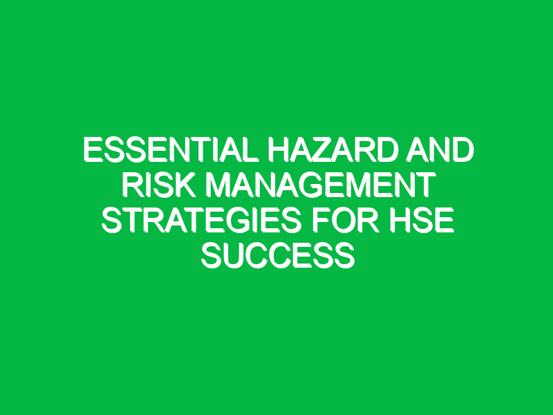 essential hazard and risk management strategies for hse success 13606