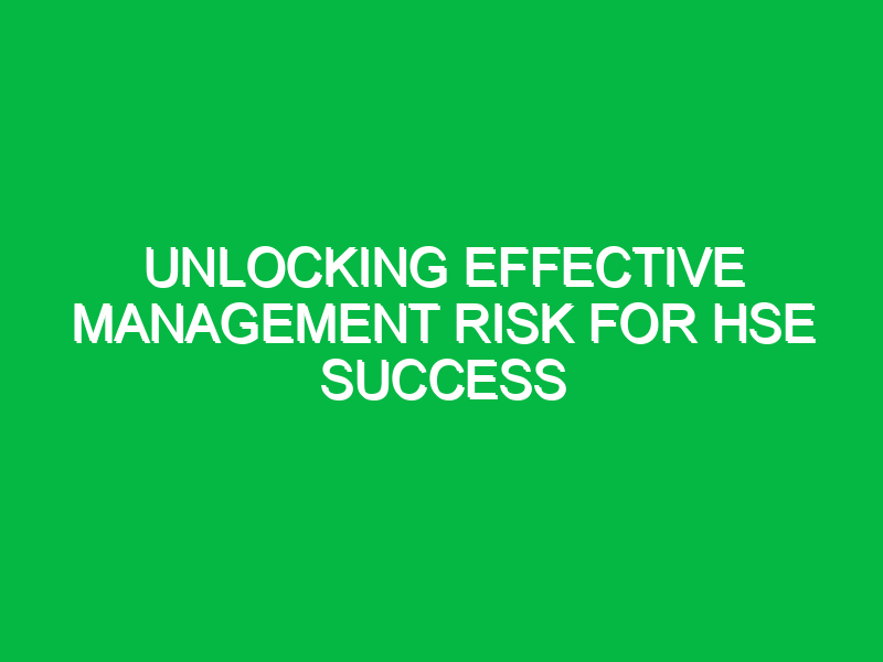 unlocking effective management risk for hse success 13240