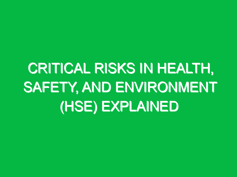 critical risks in health safety and environment hse