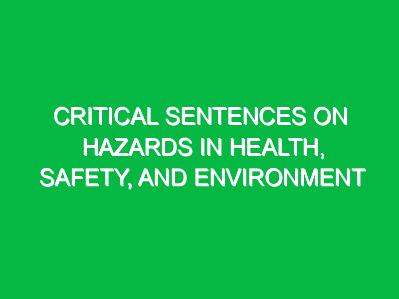 critical sentences on hazards in health safety and environment 16137