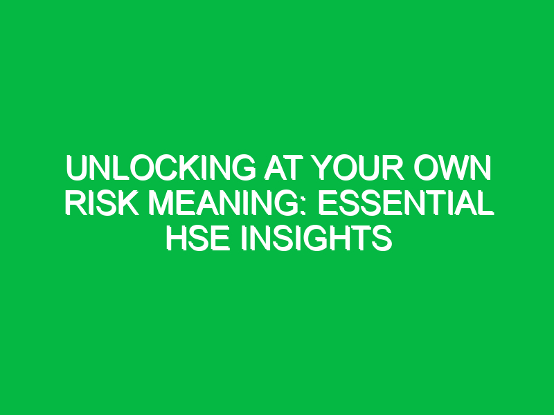 unlocking at your own risk meaning essential hse insights 16454