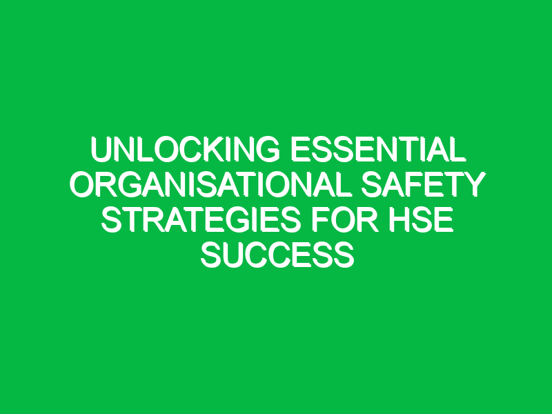 unlocking essential organisational safety strategies for hse success 17016