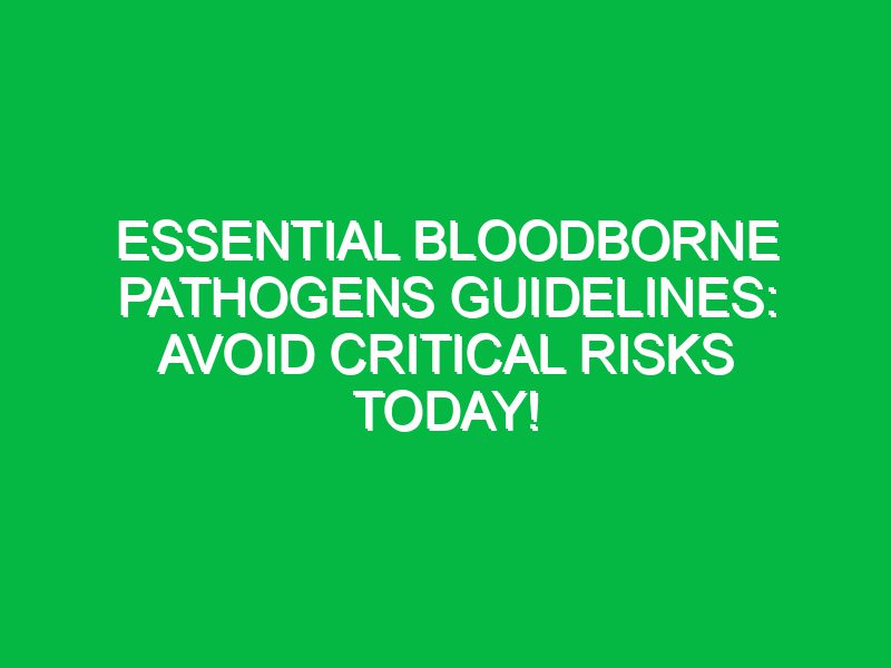 essential bloodborne pathogens guidelines avoid critical risks today 17338