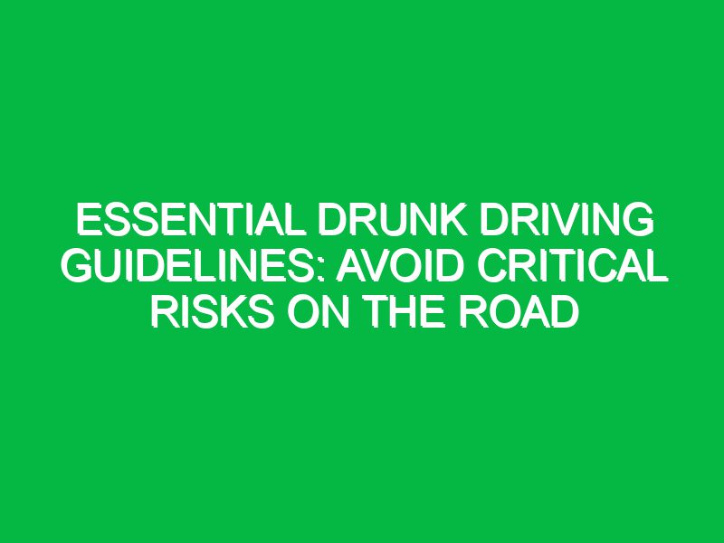 essential drunk driving guidelines avoid critical risks on the road 17581