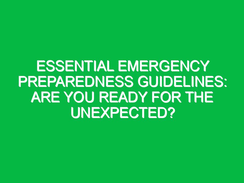 essential emergency preparedness guidelines are you ready for the