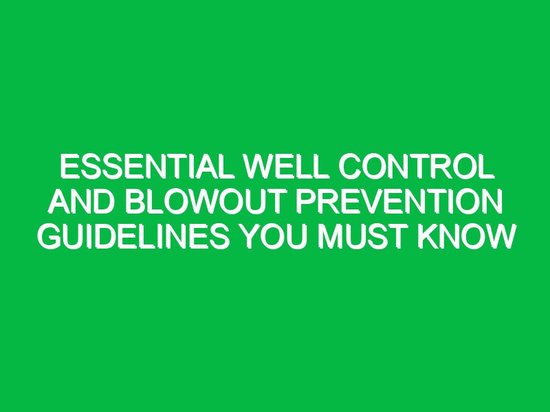 essential well control and blowout prevention guidelines you must know 17663